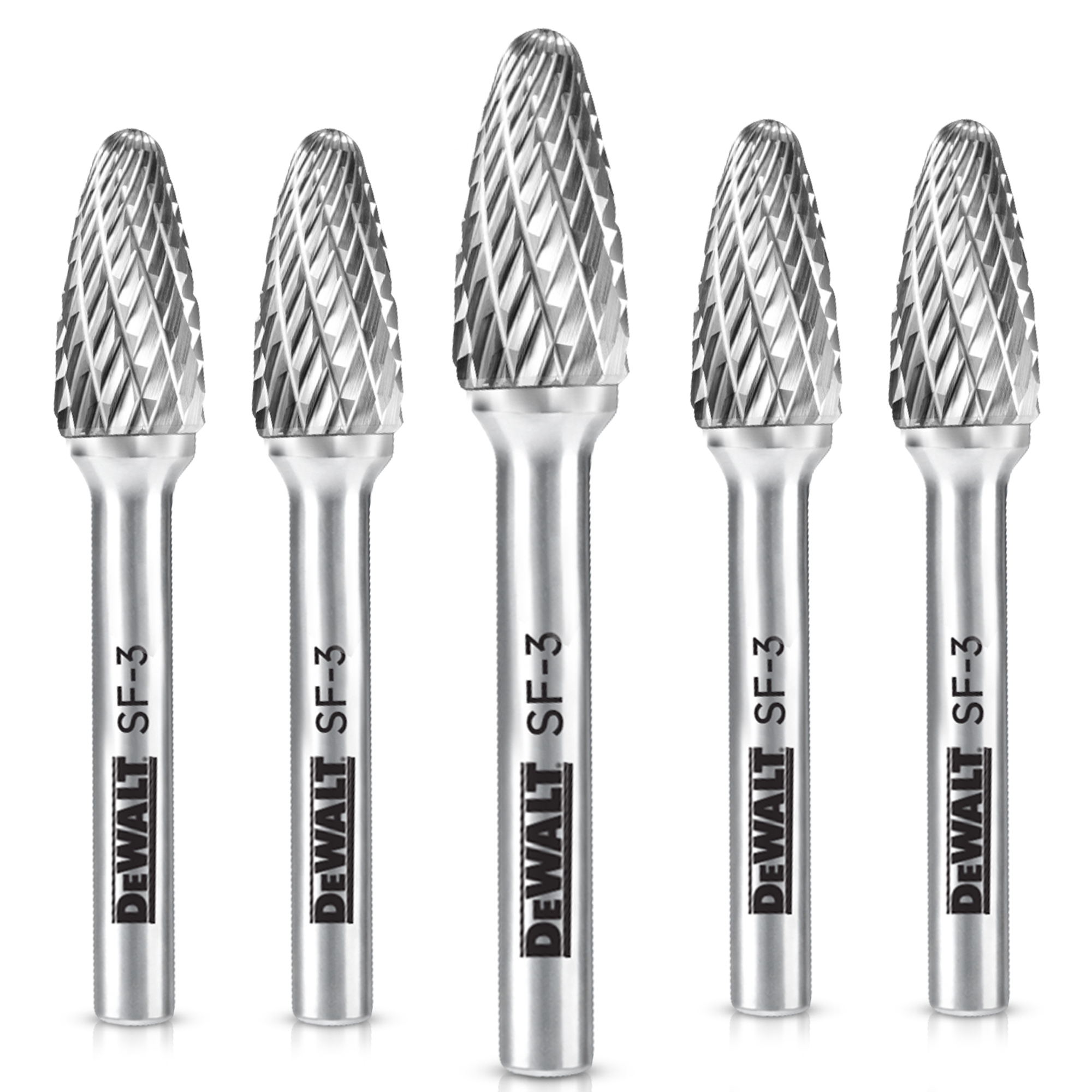 DeWalt Carbide Burr Set — 5-Pack, Double-Cut, Tungsten Carbide, Model# DXCBTJSF3-5